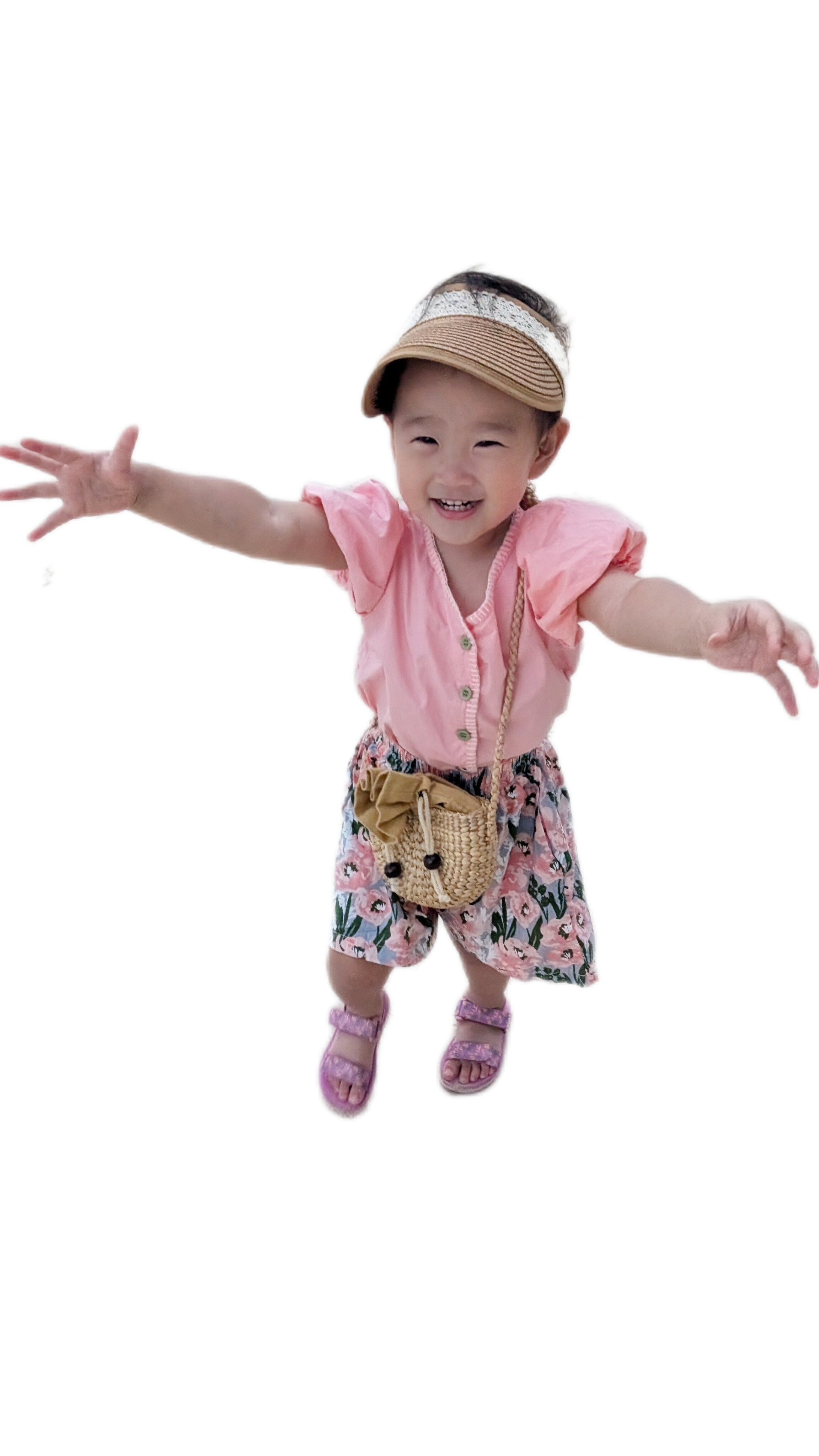 公主袖排扣上衣印花短褲 二件套