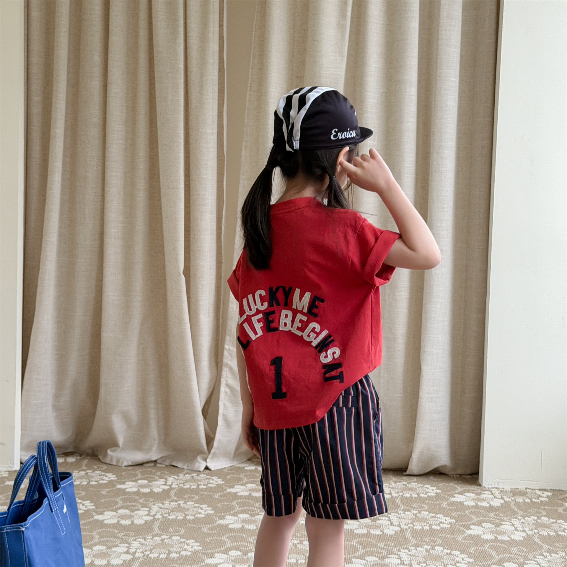 男女童lucky 7短T (藏青/紅/杏)