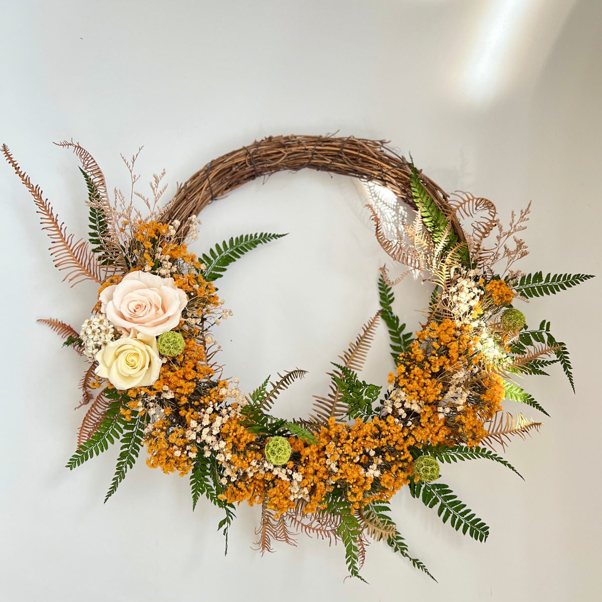 維多梅永生玫瑰乾燥花圈
