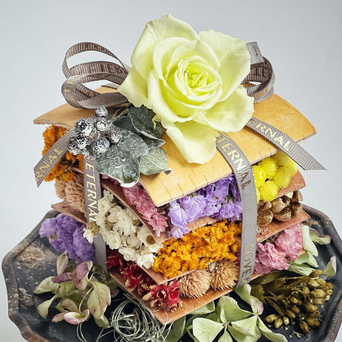 彩虹千層乾燥花禮