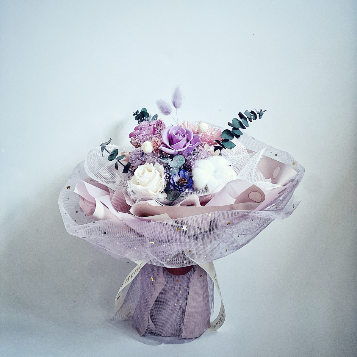 紫色永生玫瑰花束