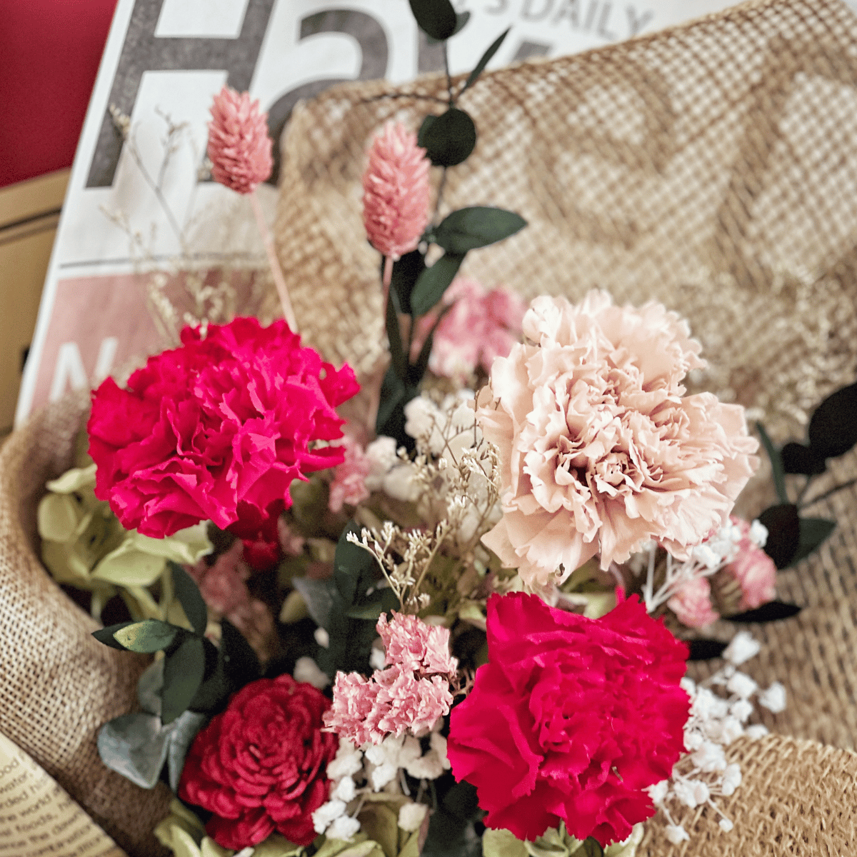 濃情蜜意永生康乃馨花束