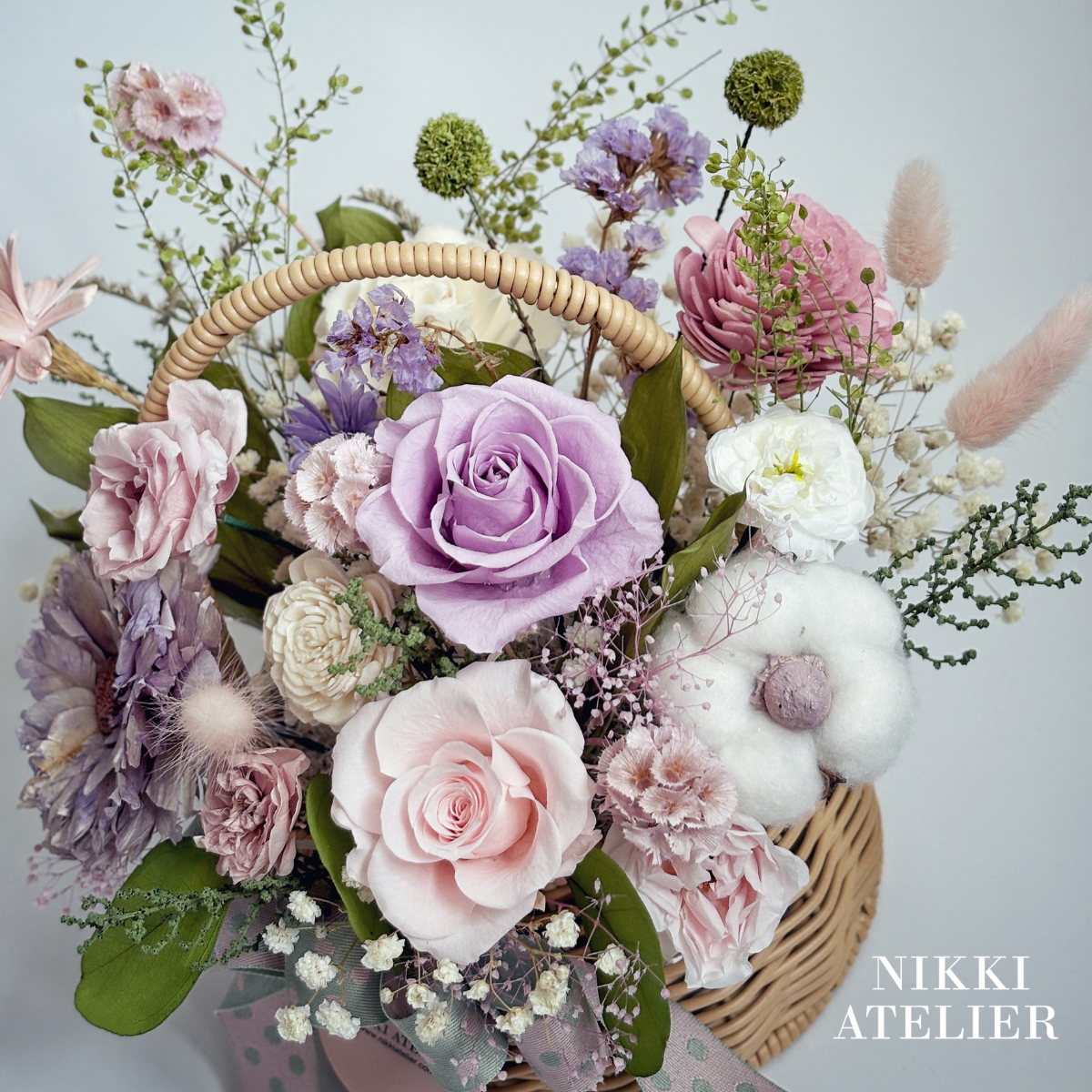 霧春花語・永生玫瑰擴香花籃單品課