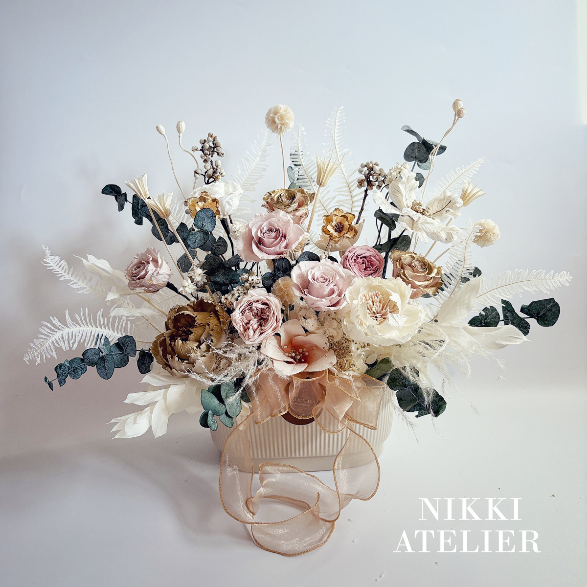 琥珀午後永生玫瑰盆花(大型）