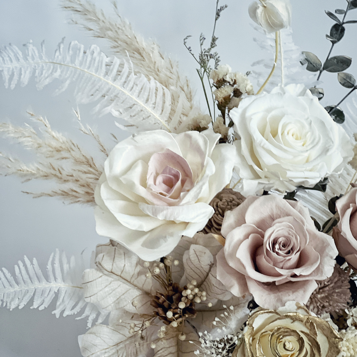 英倫奶茶永生玫瑰盆花(中型）