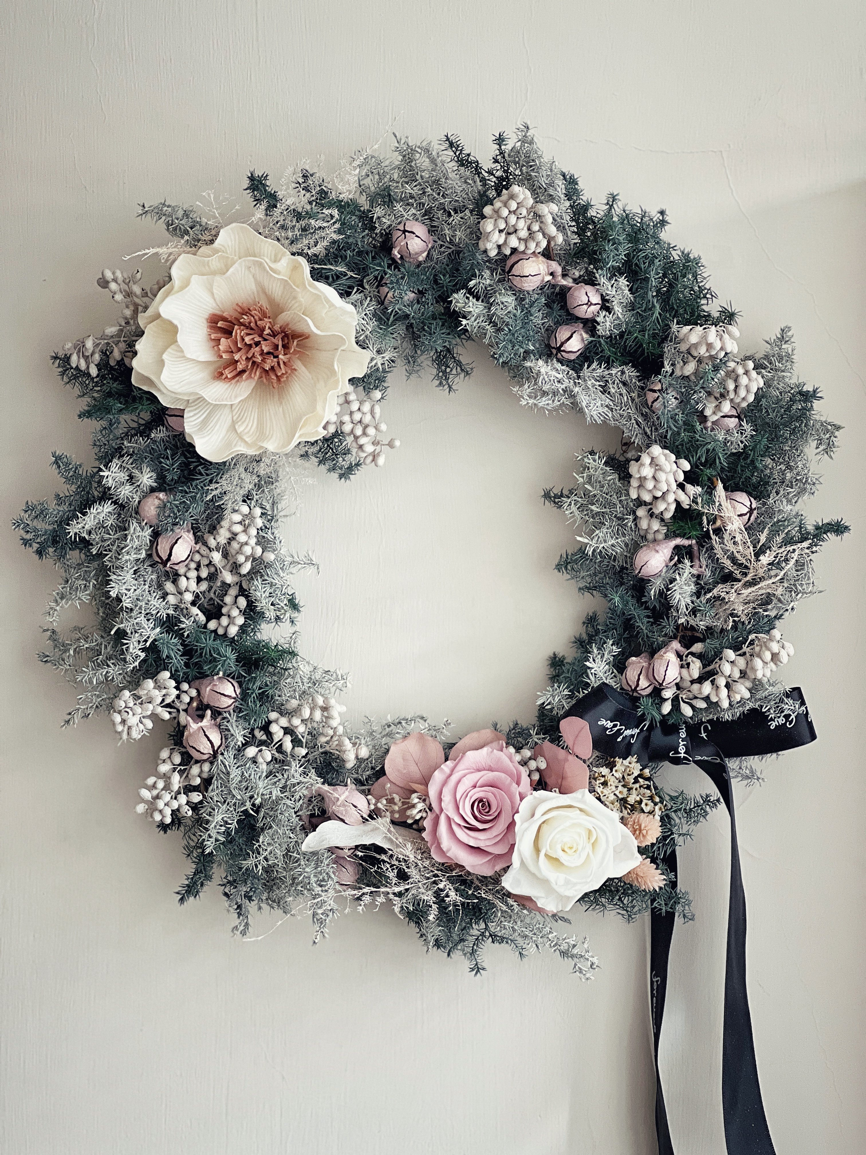 【熱銷】巴黎玫瑰永生聖誕花圈