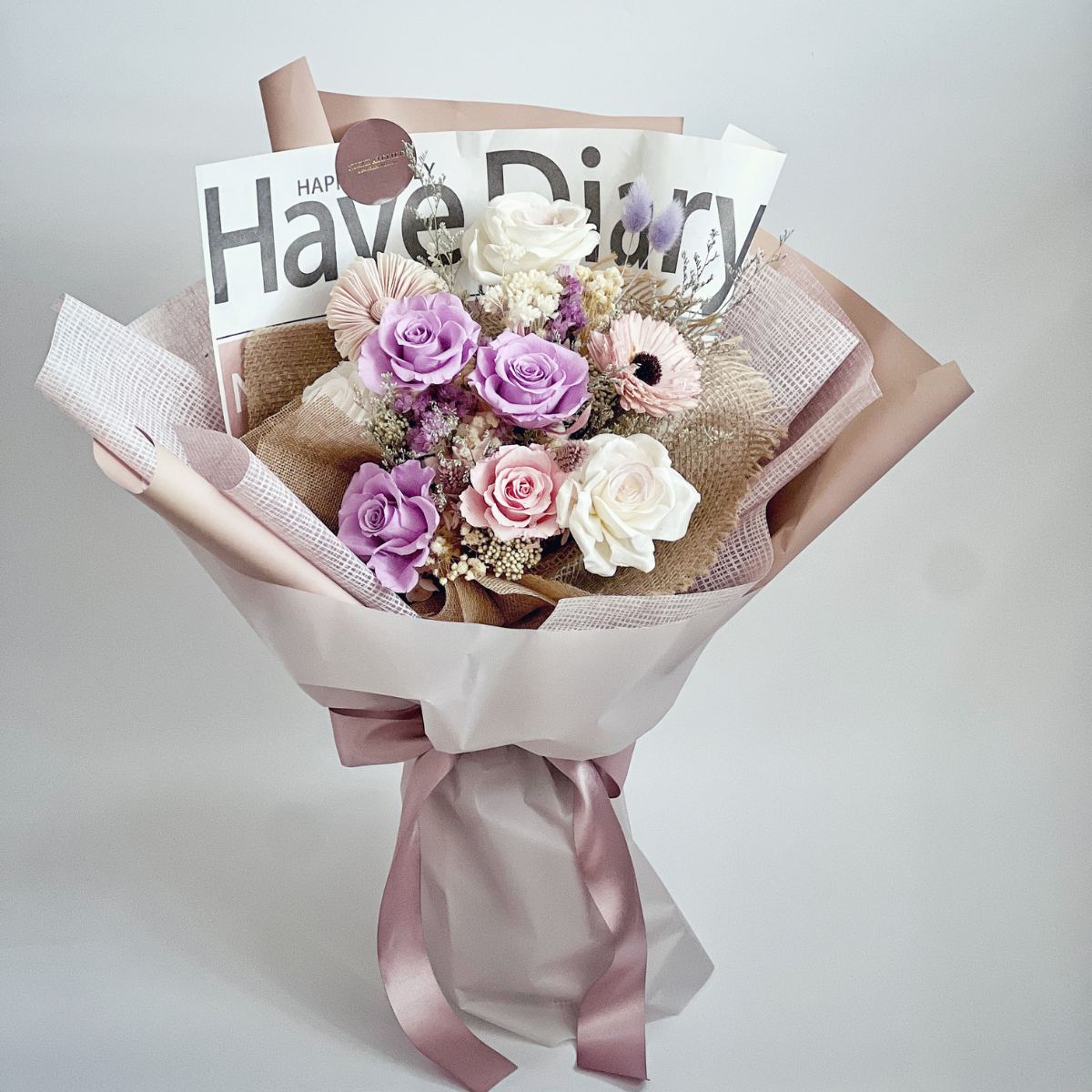 紫色浪漫永生玫瑰花束