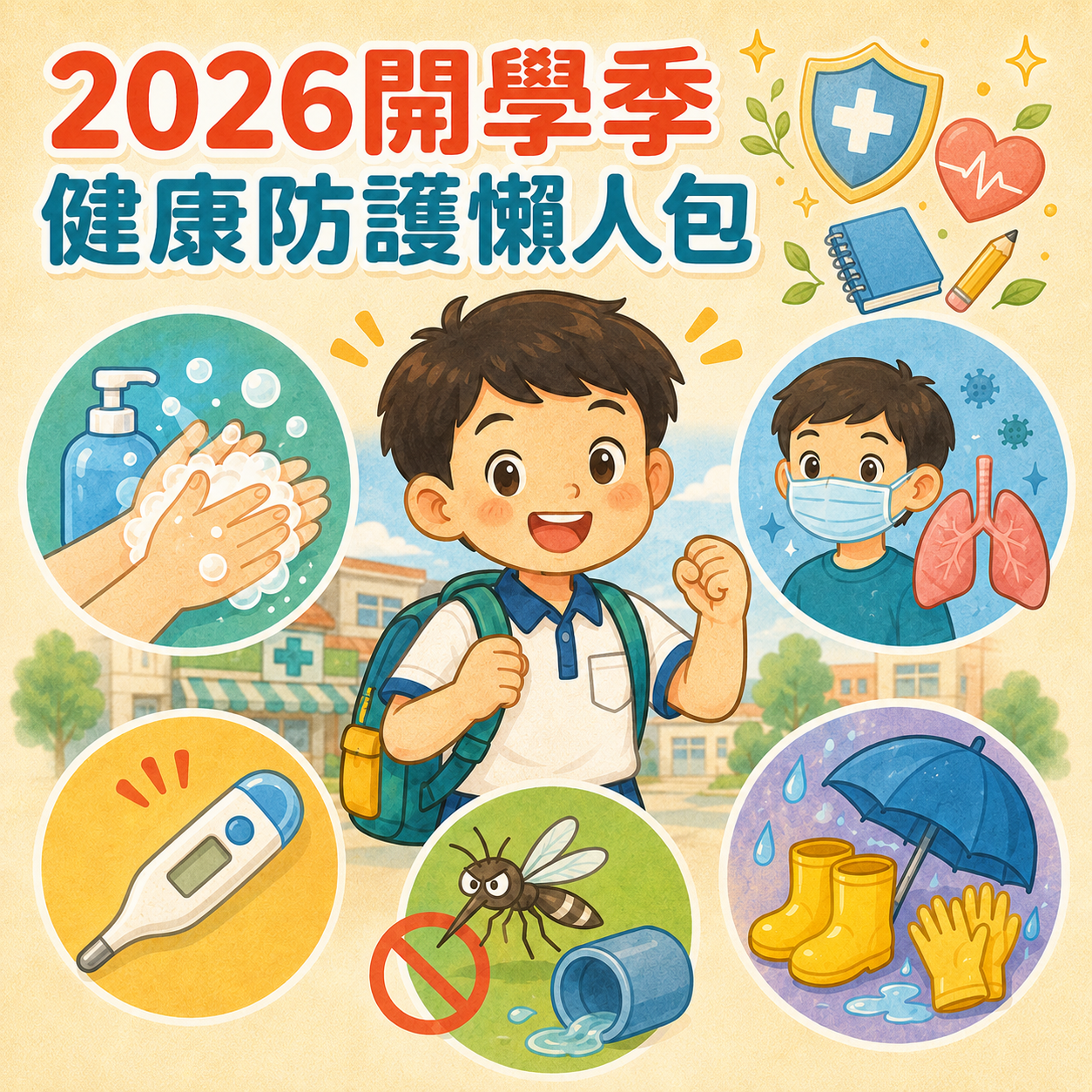 2026開學季健康防護懶人包｜腸病毒、新冠、流感、登革熱與豪雨防疫