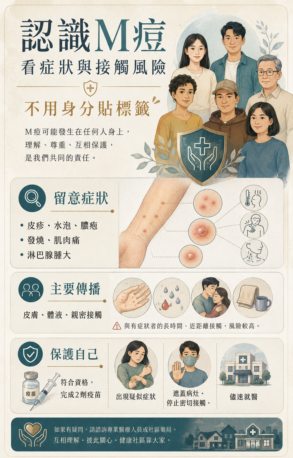 M痘不是特定族群疾病｜症狀、傳染途徑、公費疫苗與就醫重點