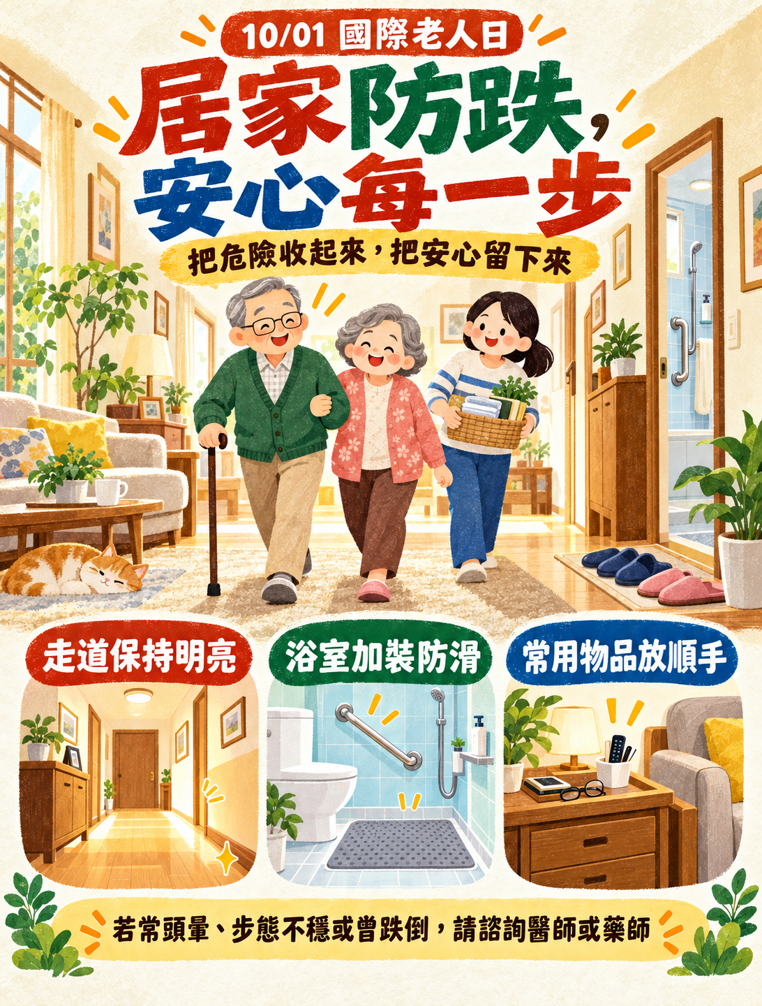 國際老人日｜居家防跌 3 重點，守護長輩安全每一步｜元元醫藥聯盟