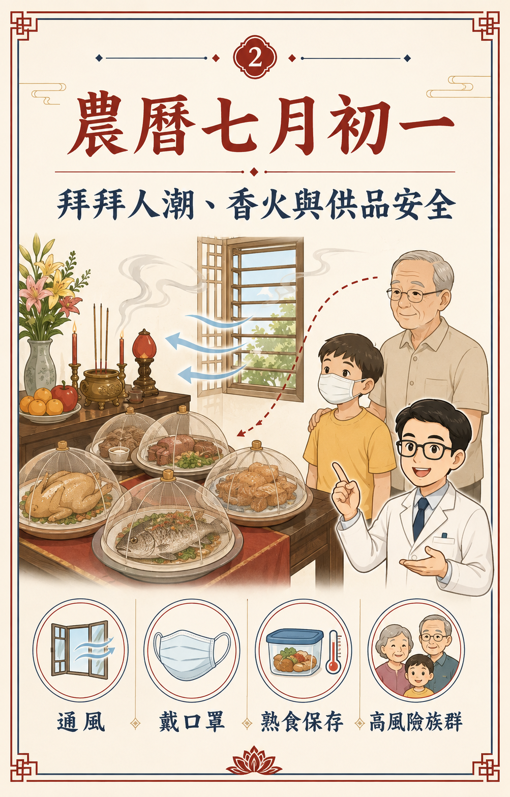 農曆七月初一拜拜｜燒香呼吸道防護與供品保存安全一次看