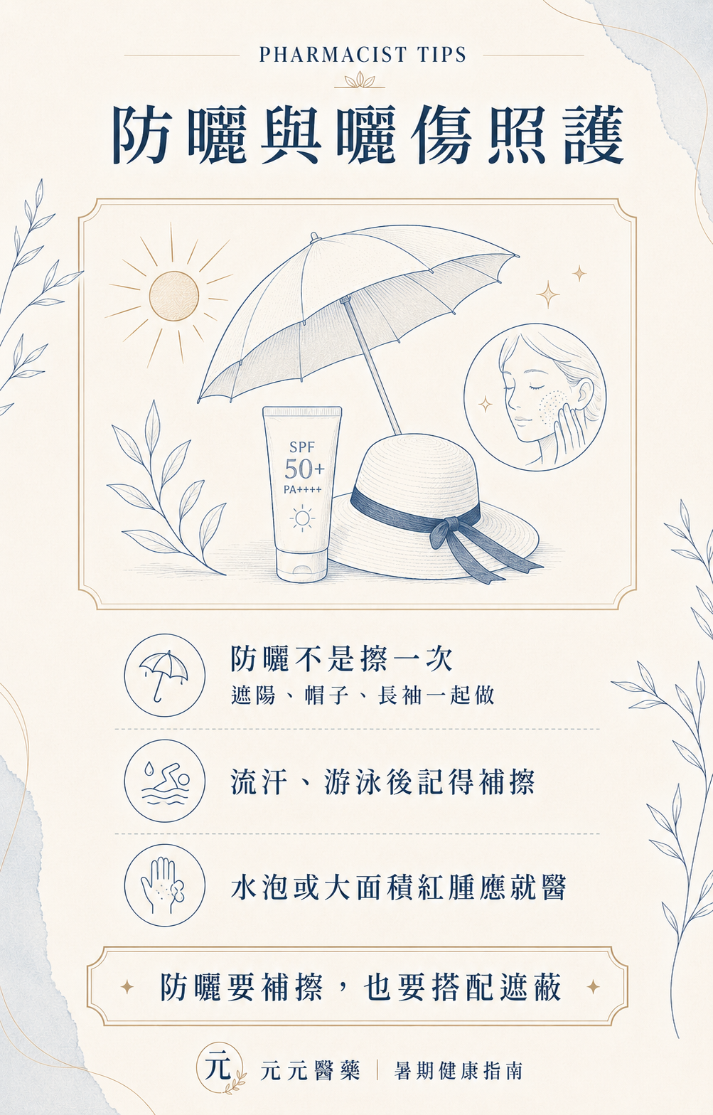 紫外線與曬傷問題，夏季防曬不是擦一次｜高雄藥局