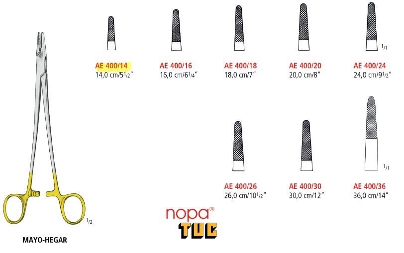 MAYO-HEGAR NEEDLE HOLDER TUC 14.0/16.0 CM For veterinary use