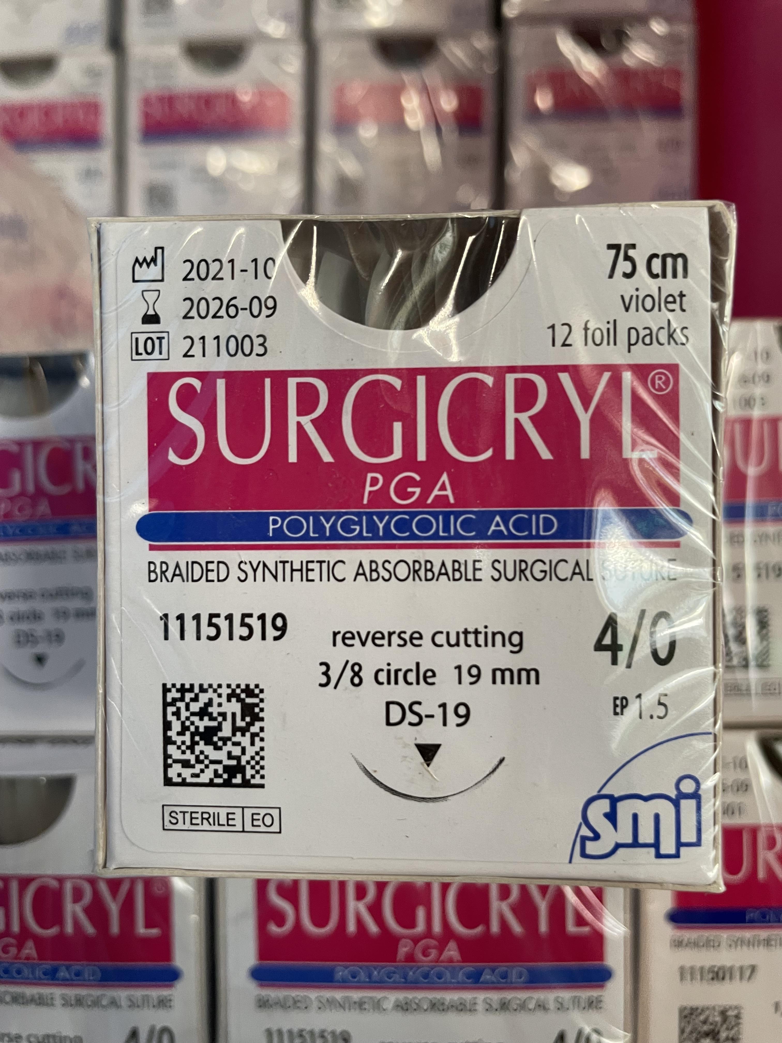 動物用多股合成吸收線PGA 4-0角針