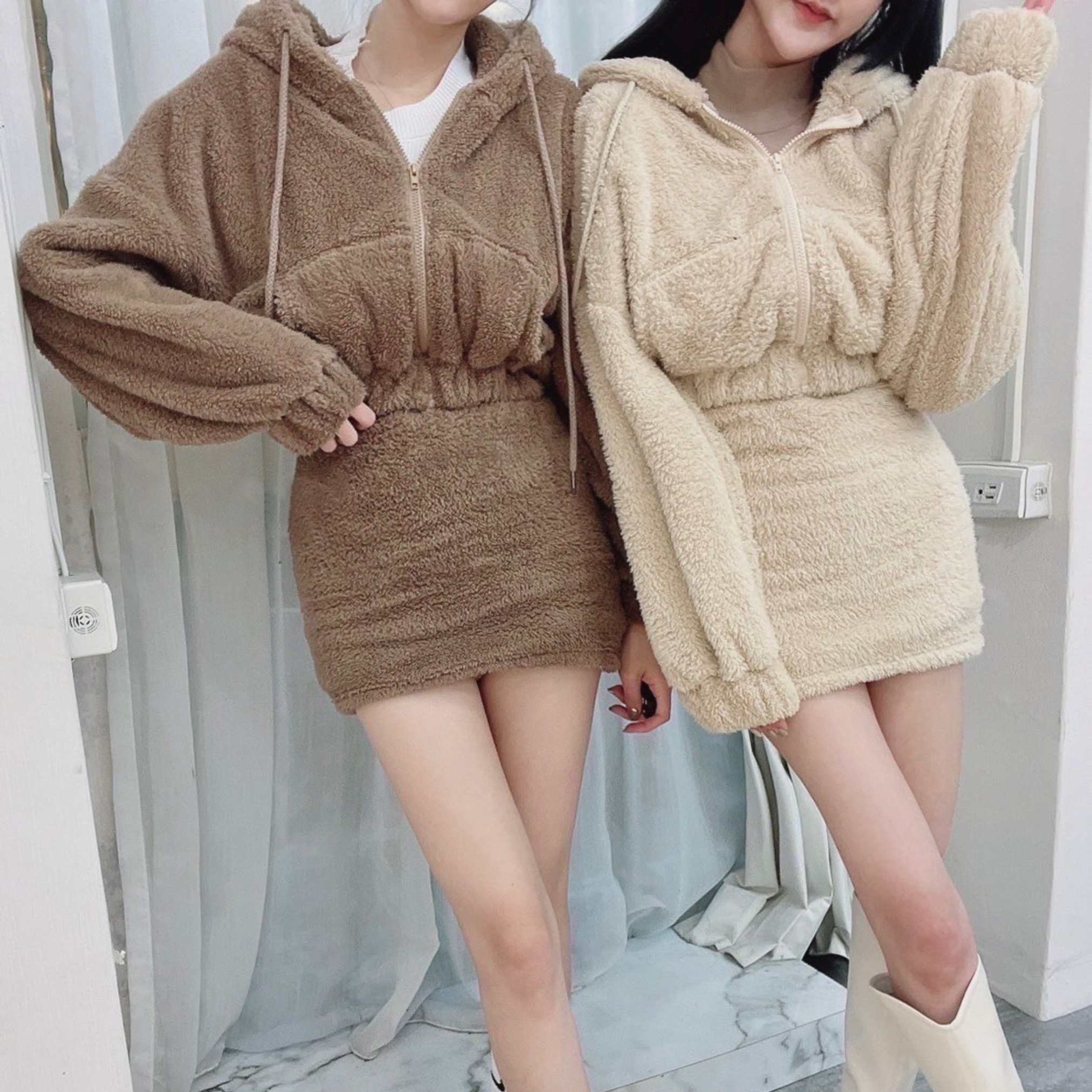 熊寶寶連帽外套+褲裙套裝｜四色