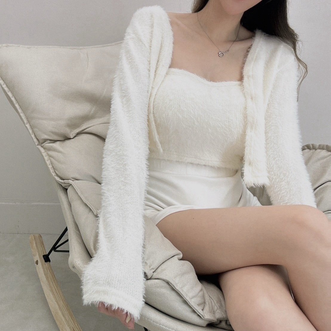 海毛桃心罩杯平口+外罩衫｜二色