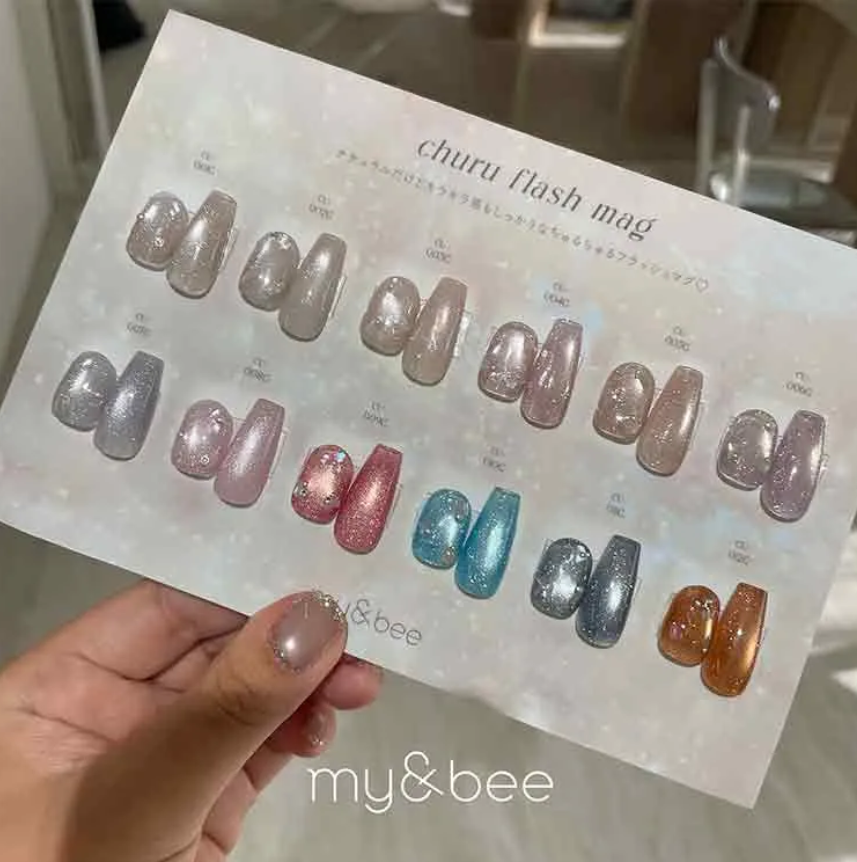 my&bee｜churu碎鑽貓眼甲油膠（CU-001G~CU-012G）