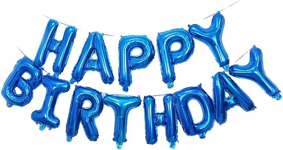 16吋 藍色生日快樂字母氣球