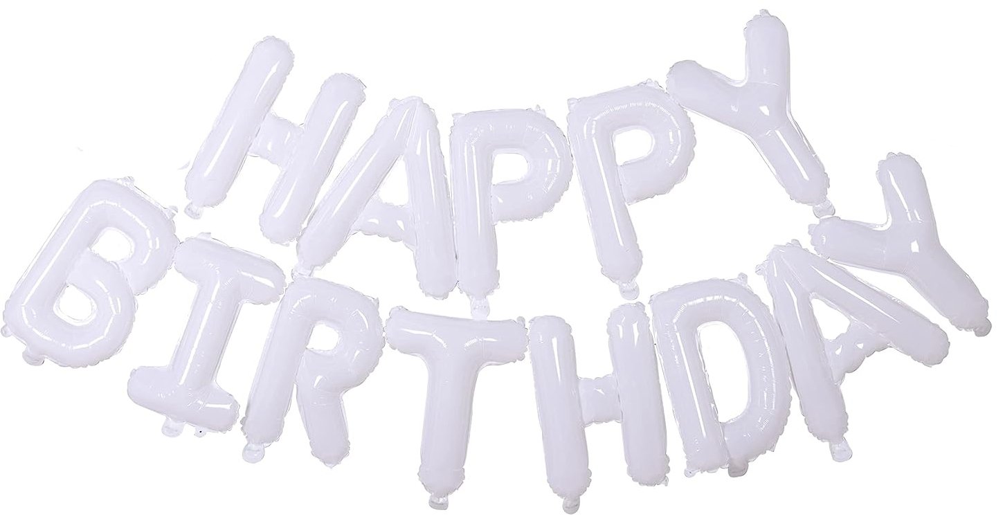 16吋 白色生日快樂字母氣球