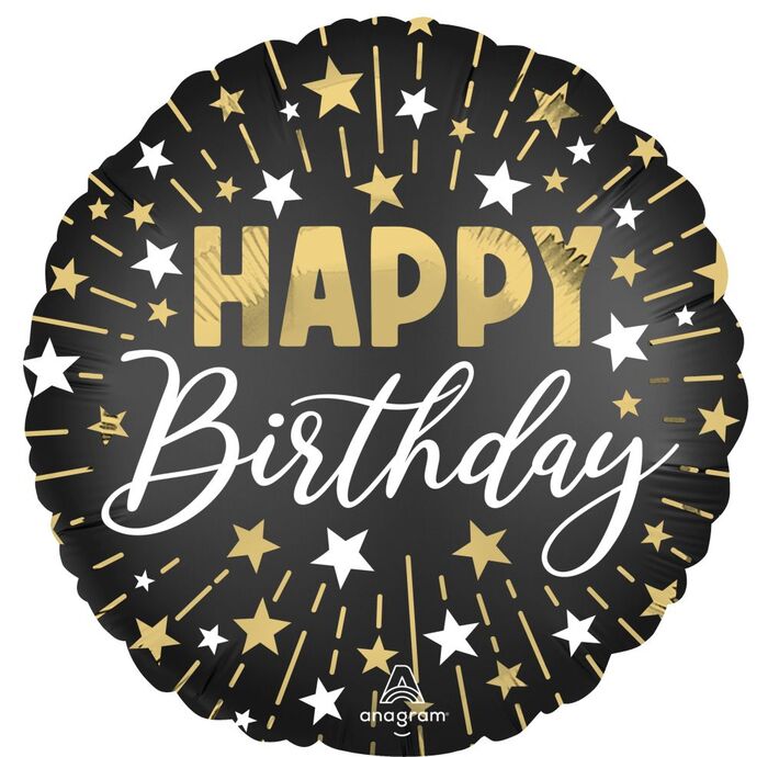 18吋 閃耀黑金生日祝福
