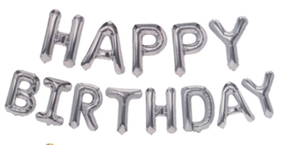 16吋 銀色生日快樂字母氣球