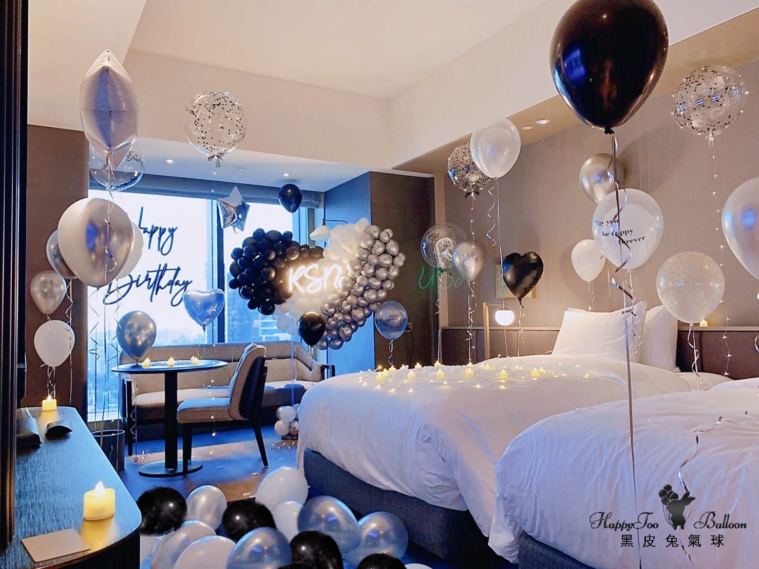 ♥《獨特黑白銀生日佈置》♥