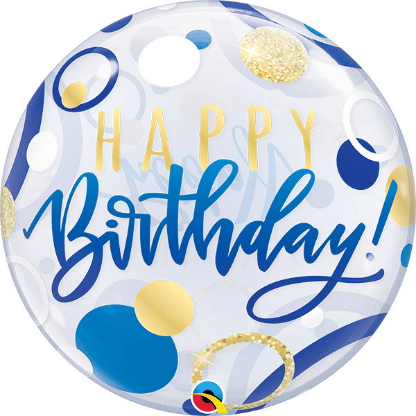 泡泡球 藍金圓點生日快樂