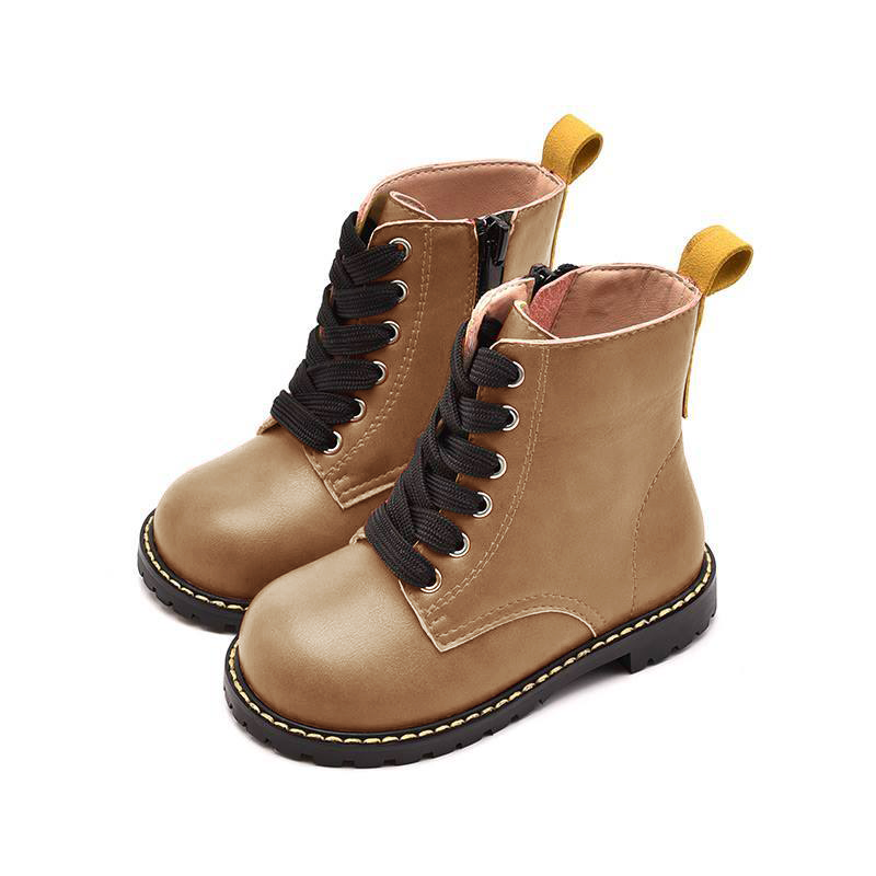 BellaVara 輕量化兒童六孔復古靴-棕