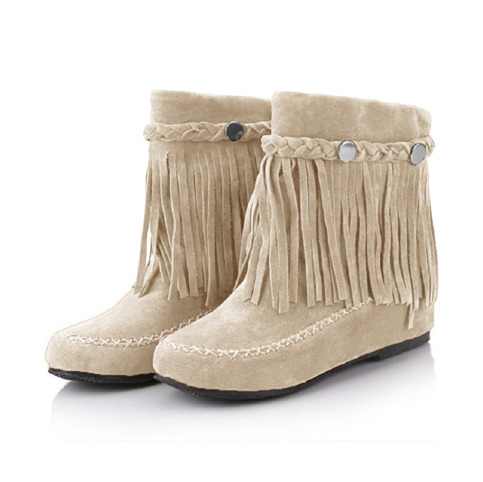 BellaVara波希米亞親子流蘇靴-奶茶