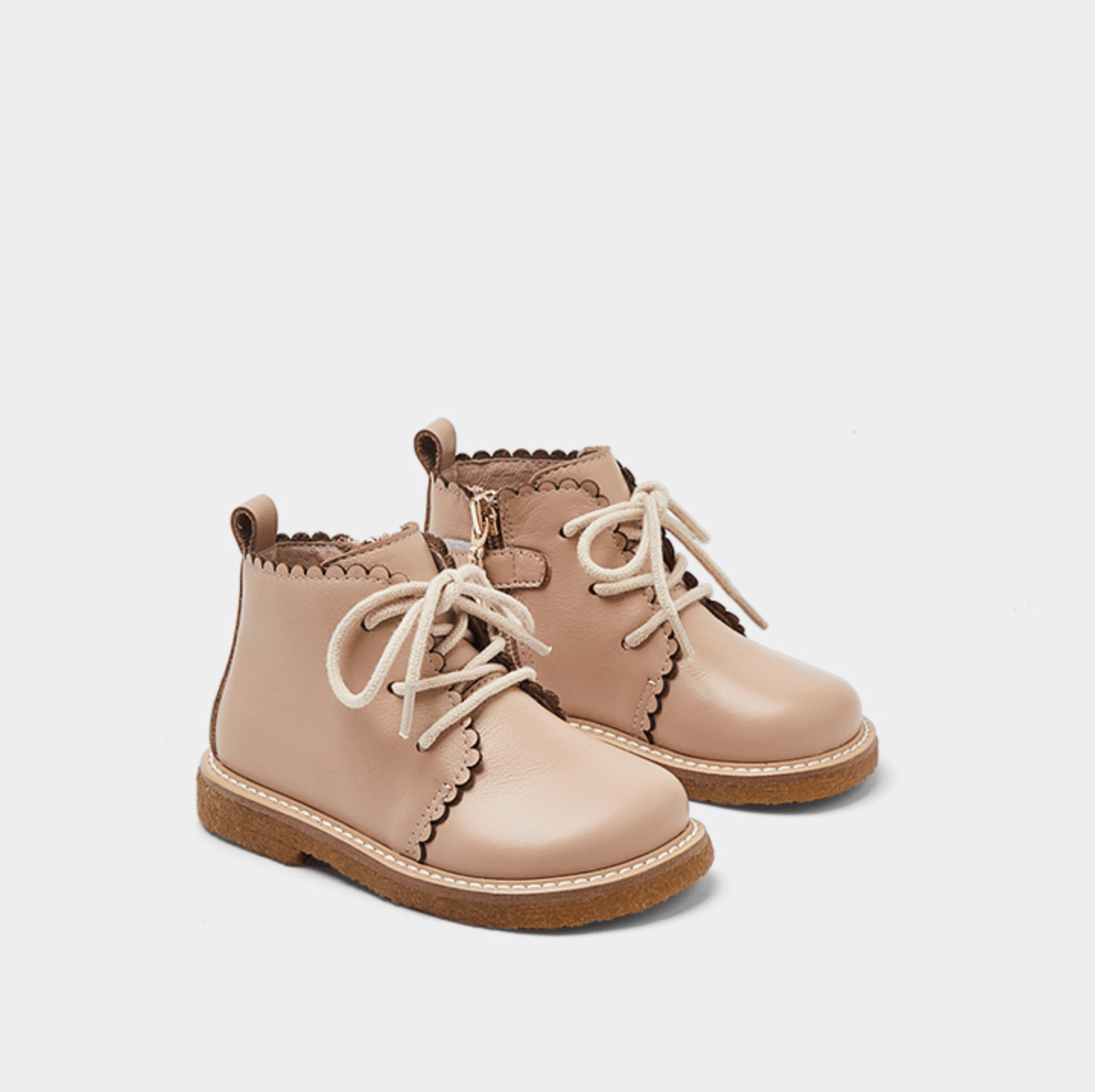 BellaVara全真皮軟底英倫風拉鍊短靴-粉