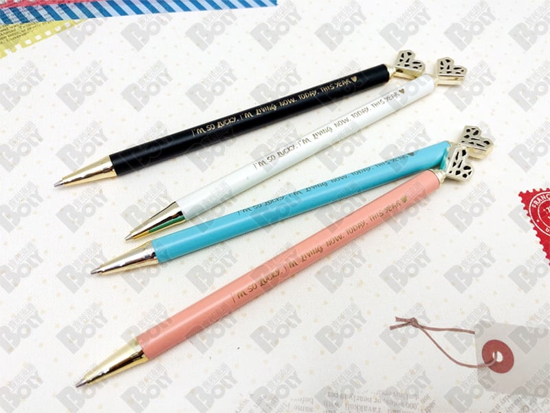 愛心桿金屬自動筆(4入)