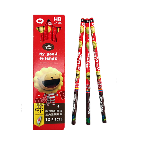 雄獅-170 奶油獅好朋友三角鉛筆(1打裝)