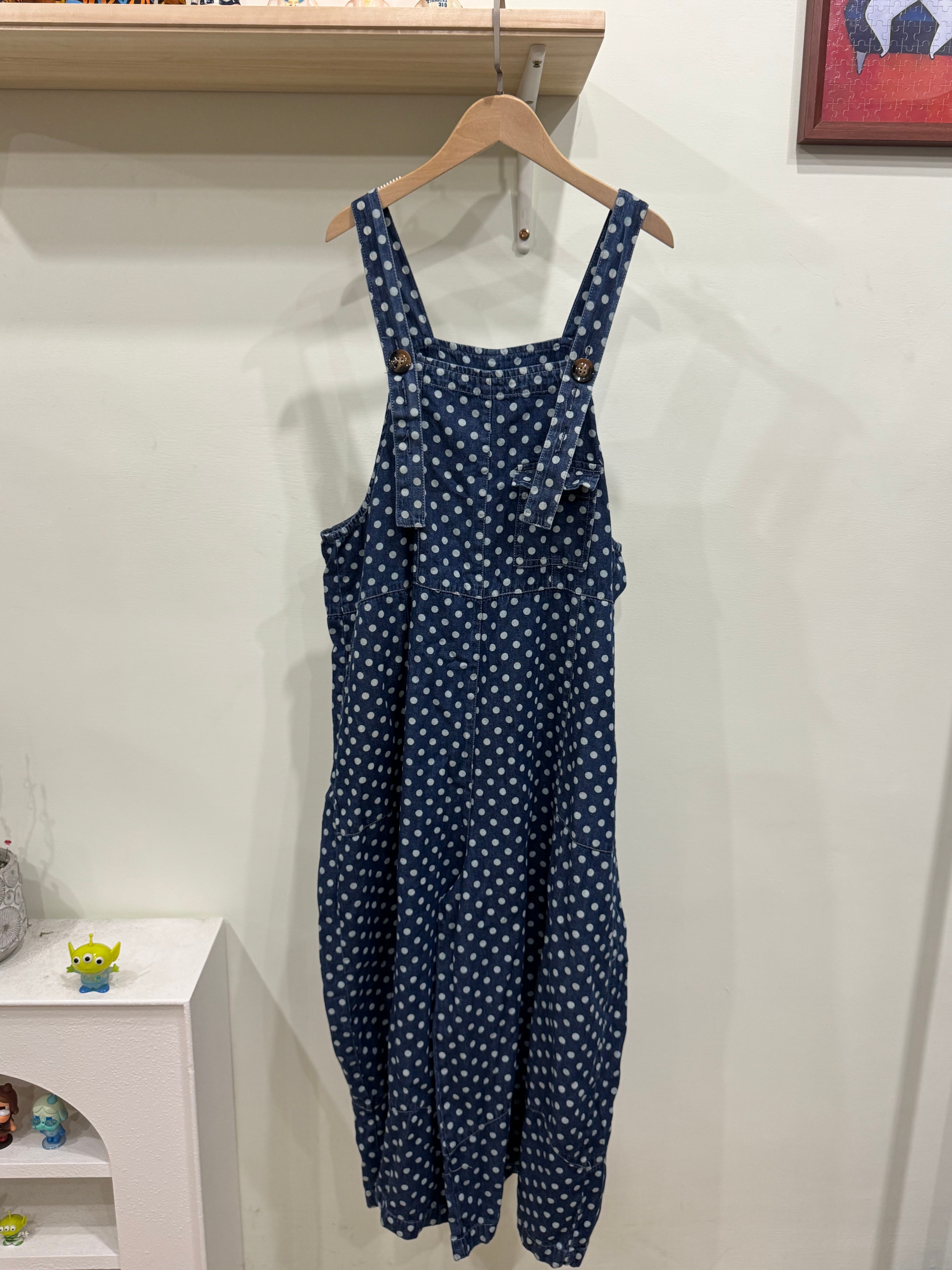 點點牛仔吊帶褲