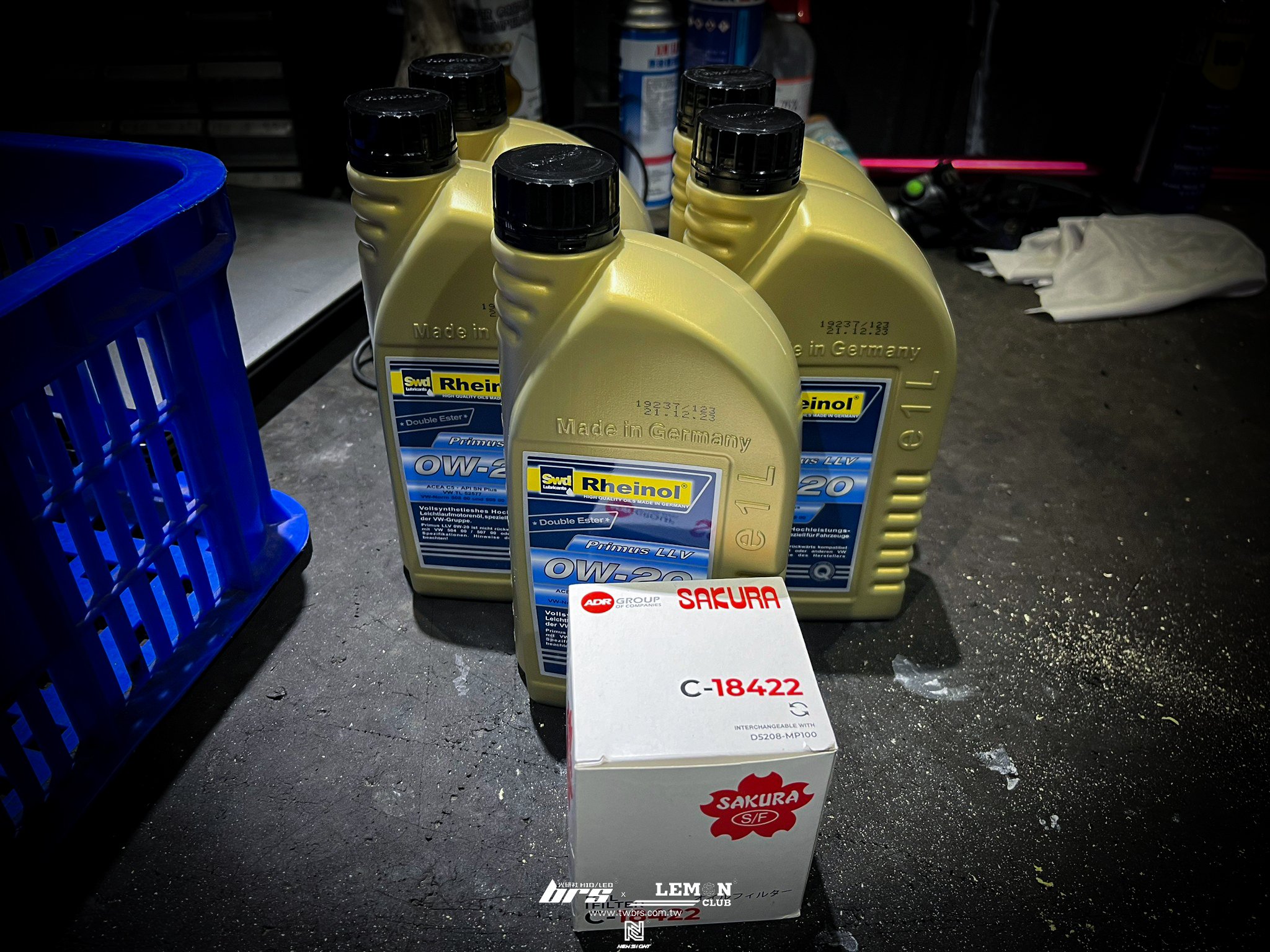 Lexgun U7 保養 德國Rheinol萊茵機油0W20更換+SAKURA機油芯更換