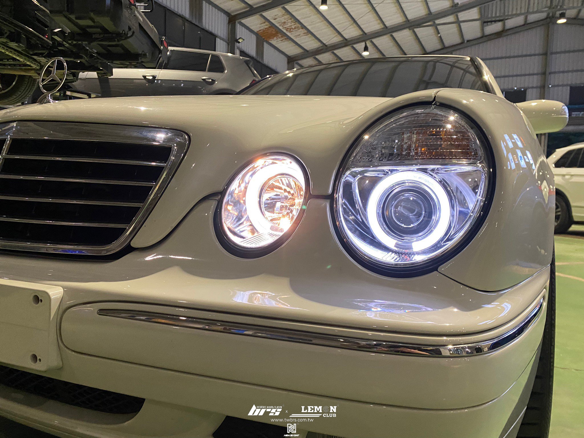 Benz W210 安裝 雙光圈魚眼大燈+H7 6500K 高階款LED
