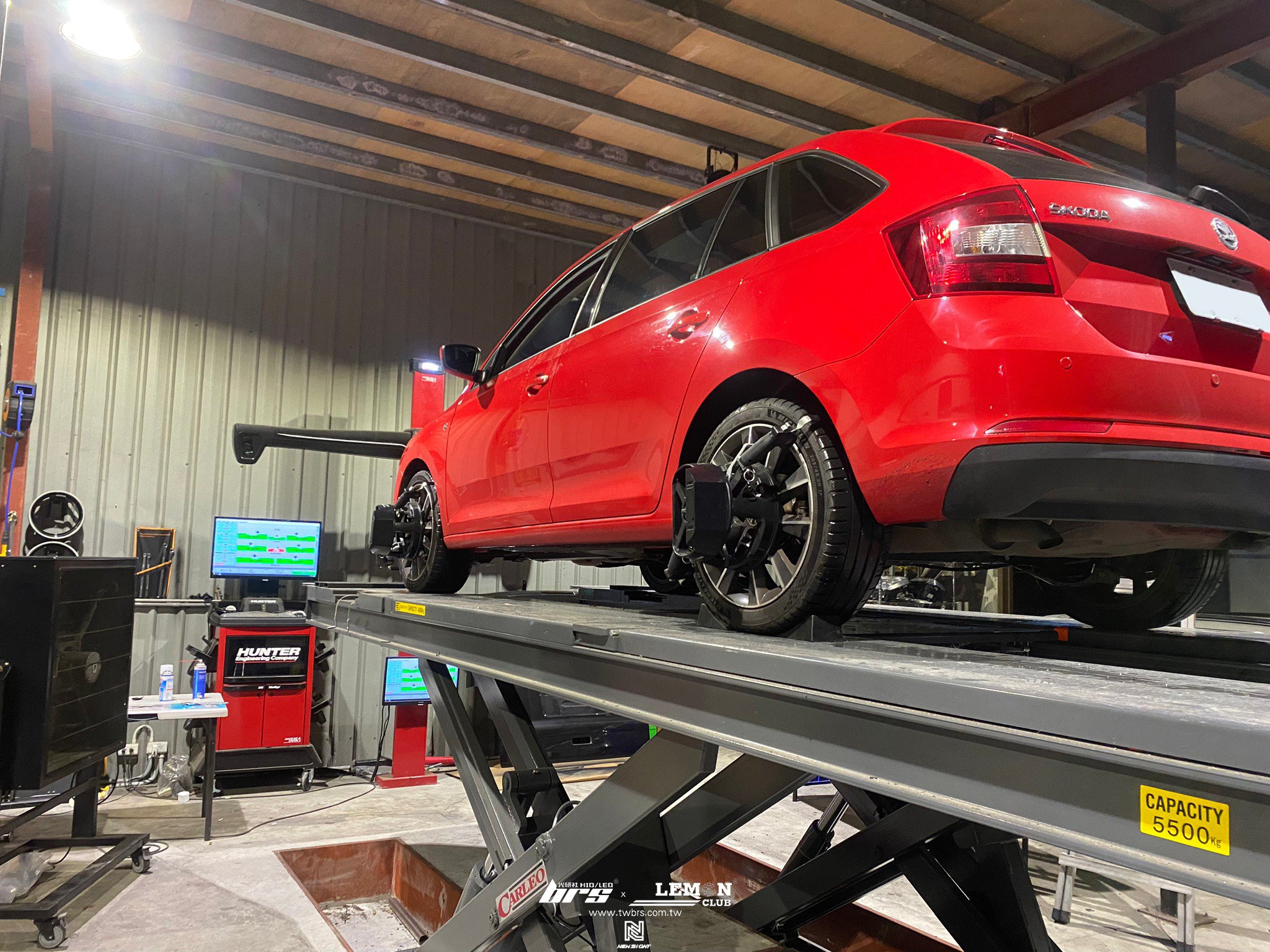 Skoda Rapid 保養 倍適登避震器+避震器上座+軸承更換+李仔串更換+原廠引擎腳更換+原廠變速箱腳更換+HUNTER 3D電腦四輪定位