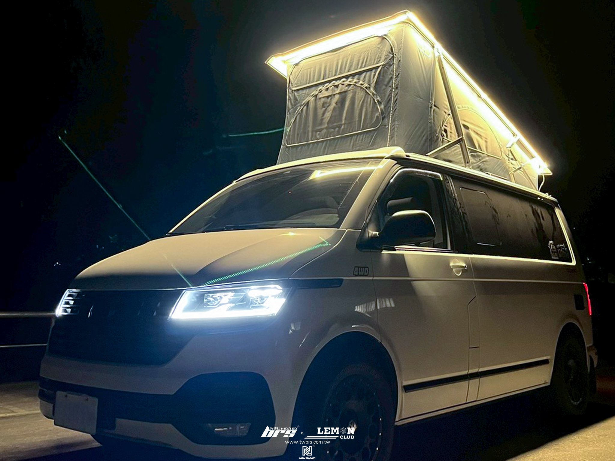 Volkswagen T6.1 安裝 掀頂燈條+崁入式晴雨窗+葉子板側燈