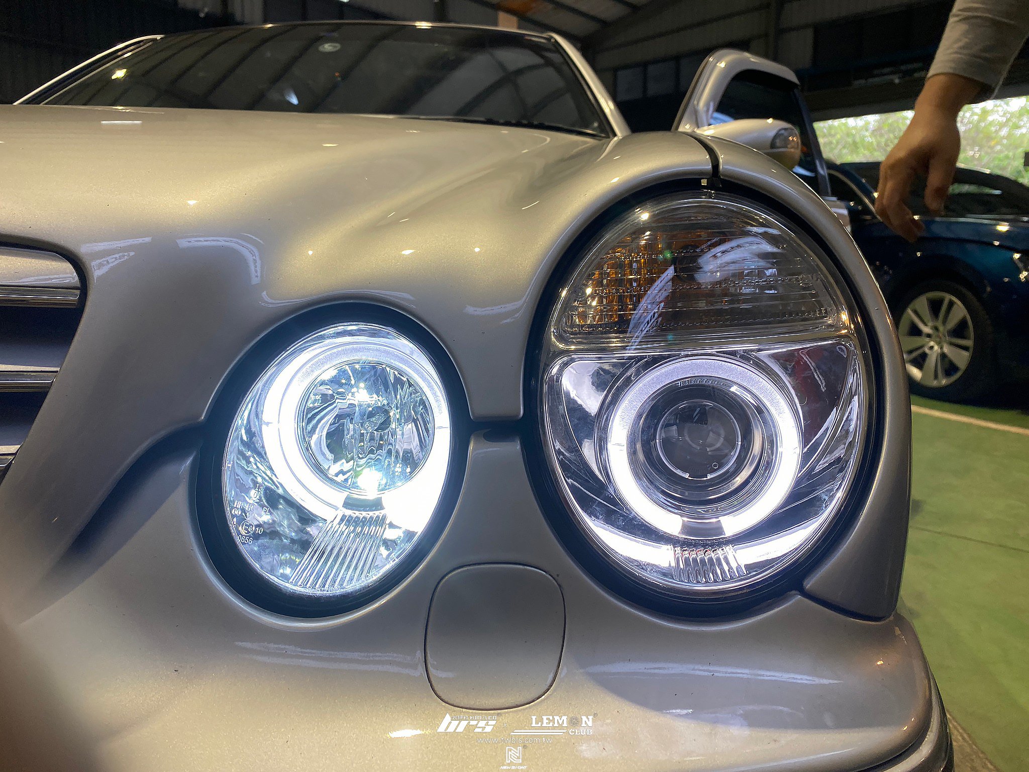 Benz W210 安裝 雙光圈魚眼大燈總成+大燈35W 6000K HID+霧燈35W 3000K HID