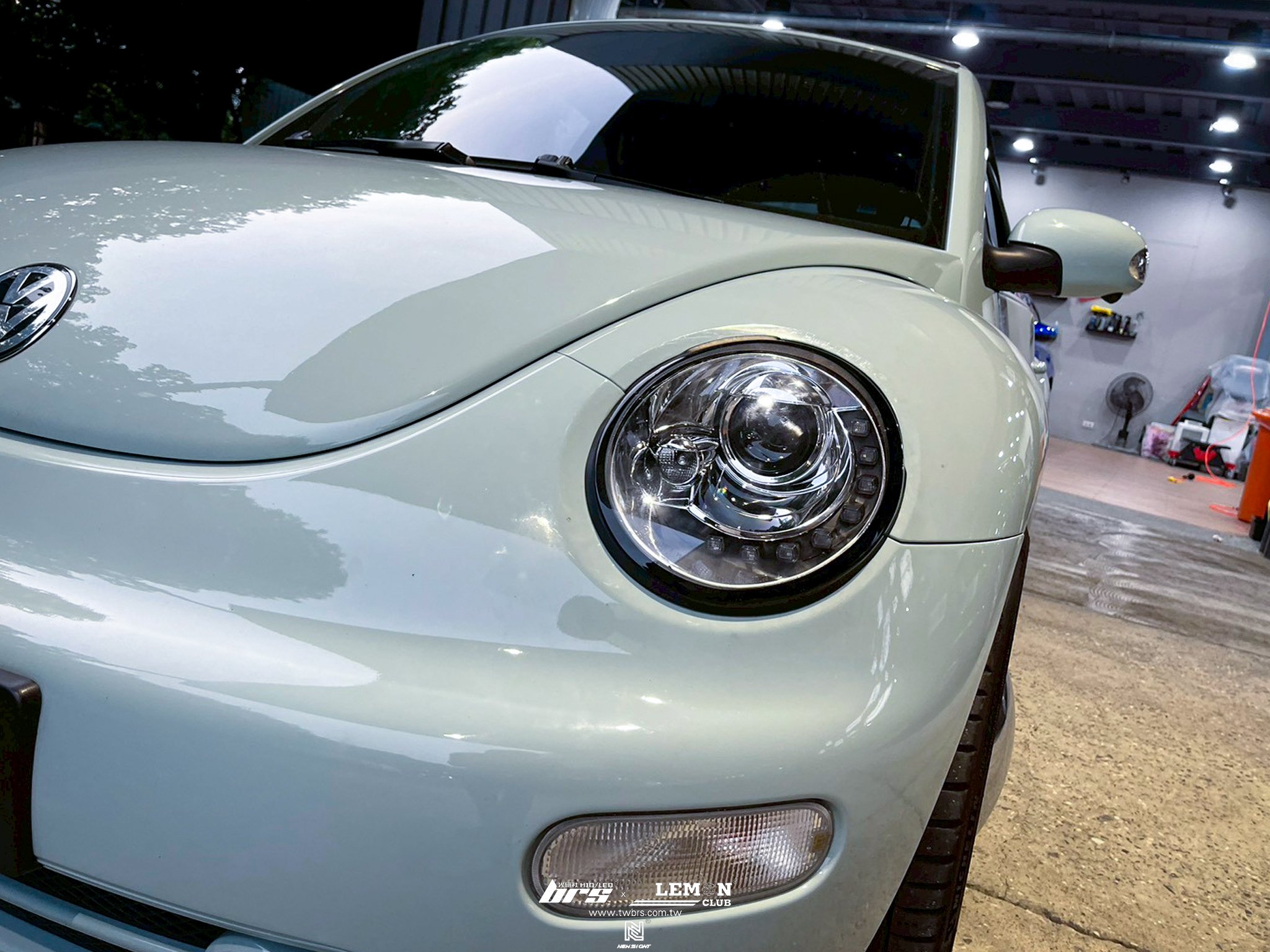 Volkswagen Beetle 安裝 副廠LED淚眼大燈+YEAKY大燈35W 6500K HID H1增亮型