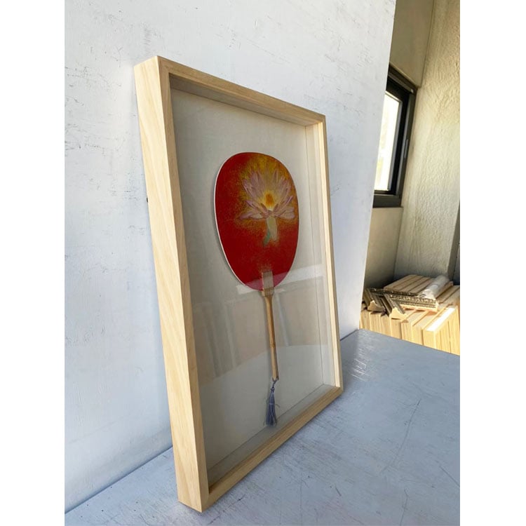 ｜膠彩扇子｜#150 圖懸浮+底絹