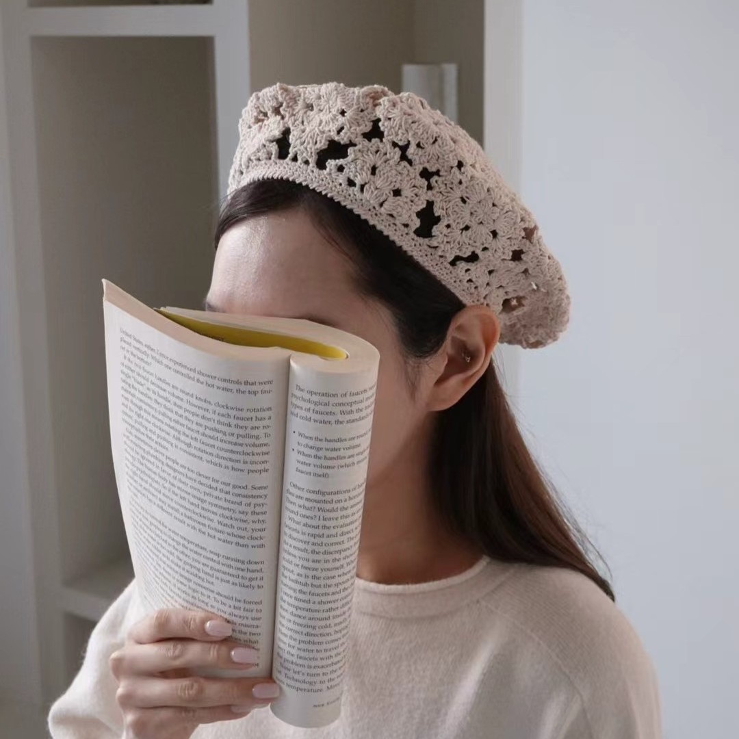 韓國UNI歐式蕾絲鏤空繡花平頂帽