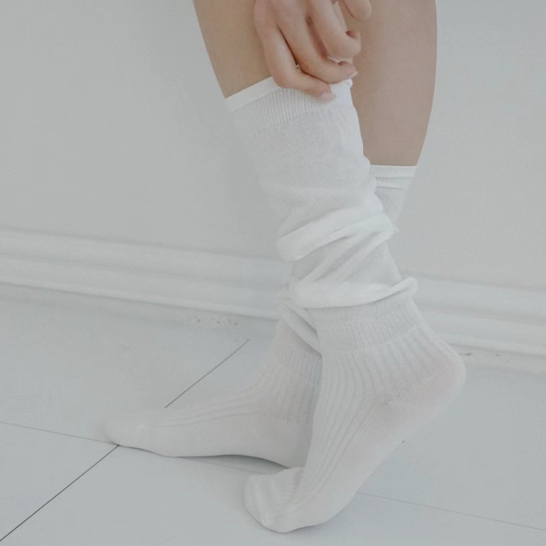 韓國UNI初春新款拼接透氣堆襪（長款）