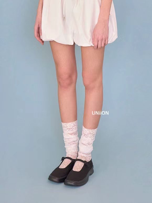 韓國 UNI 韓系透膚碎花長筒長襪