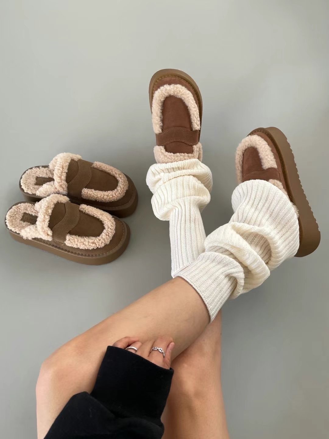 韓國PLA超可愛餅乾泰迪懶人拖鞋雪靴