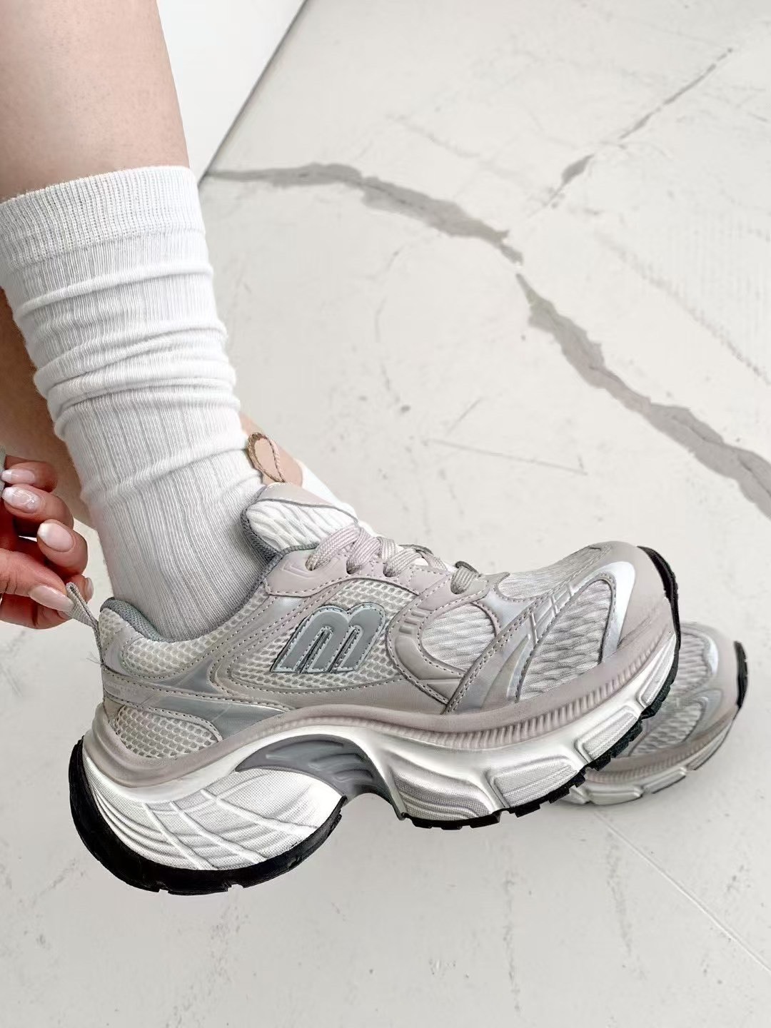 韓國 NAA 五公分風螺羊皮老爹增高女運動鞋