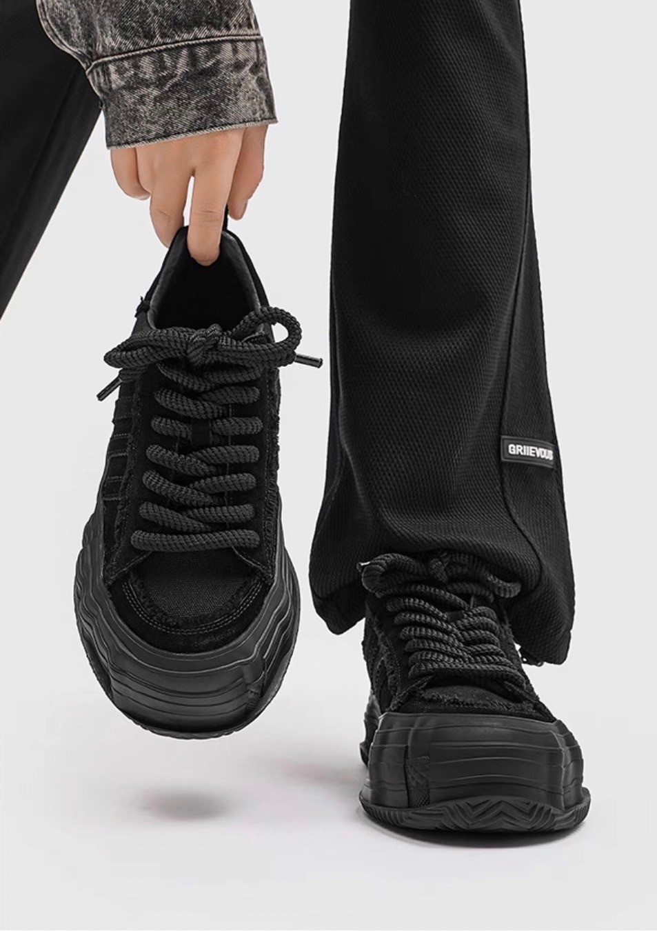 韓國 VBIN | 溶解建構厚底帆布板鞋