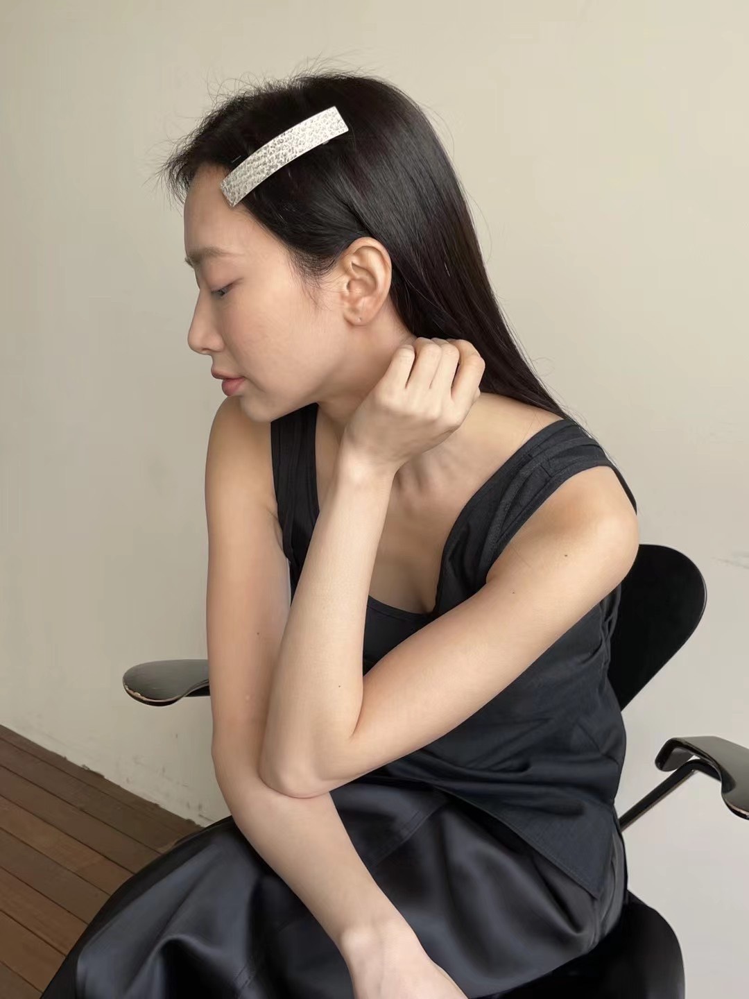 韓國NYU 金屬熔岩滿天星迴紋釦夾