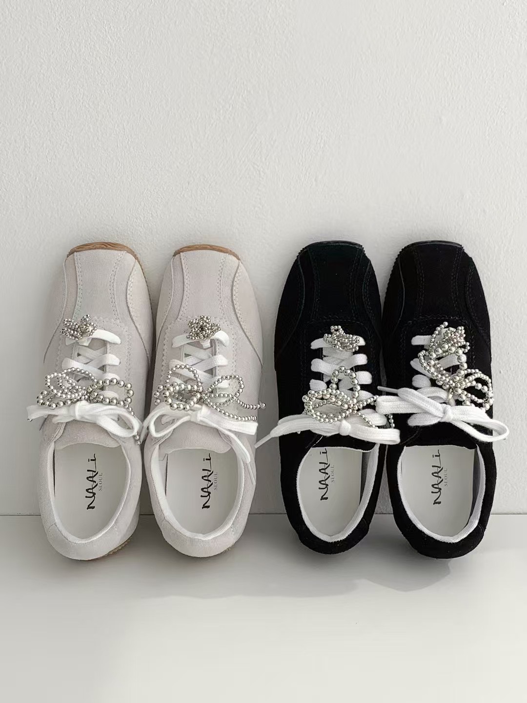 韓國 NAA 真皮蝴蝶結株株平底休閒運動女鞋