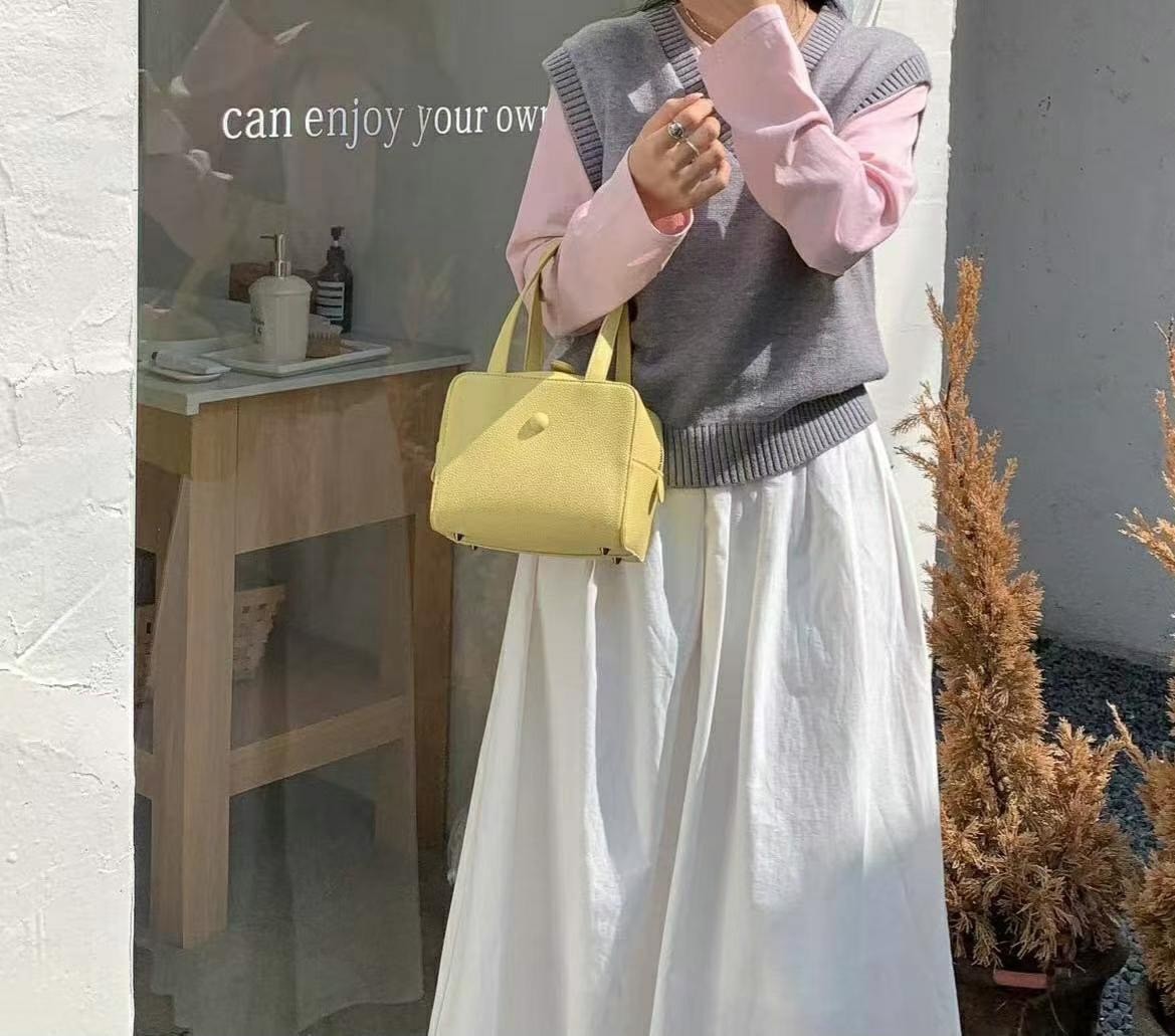 韓國TRO 高級感糖果荔枝方塊手提包