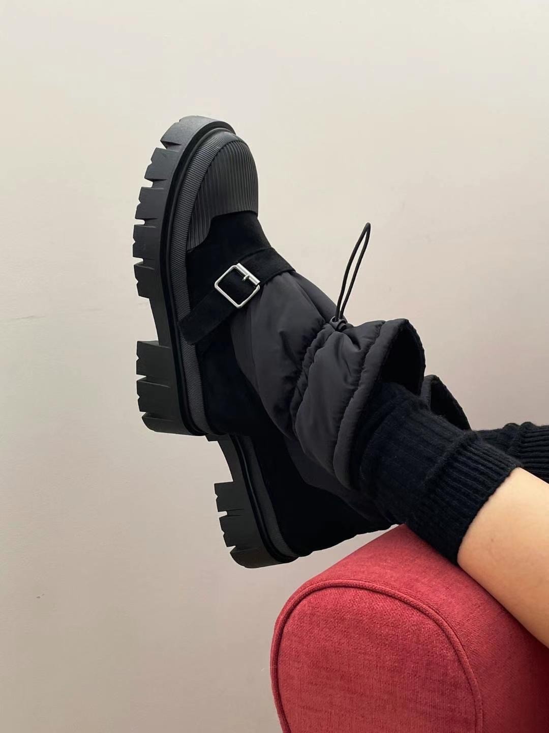 韓國ELF少見羽絨襪套短靴